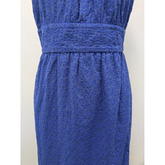 Betsey Johnson Blue Halter Floral Eyelet Mini Wrap Dress sz 6 Bow Coquette - Picture 4 of 12